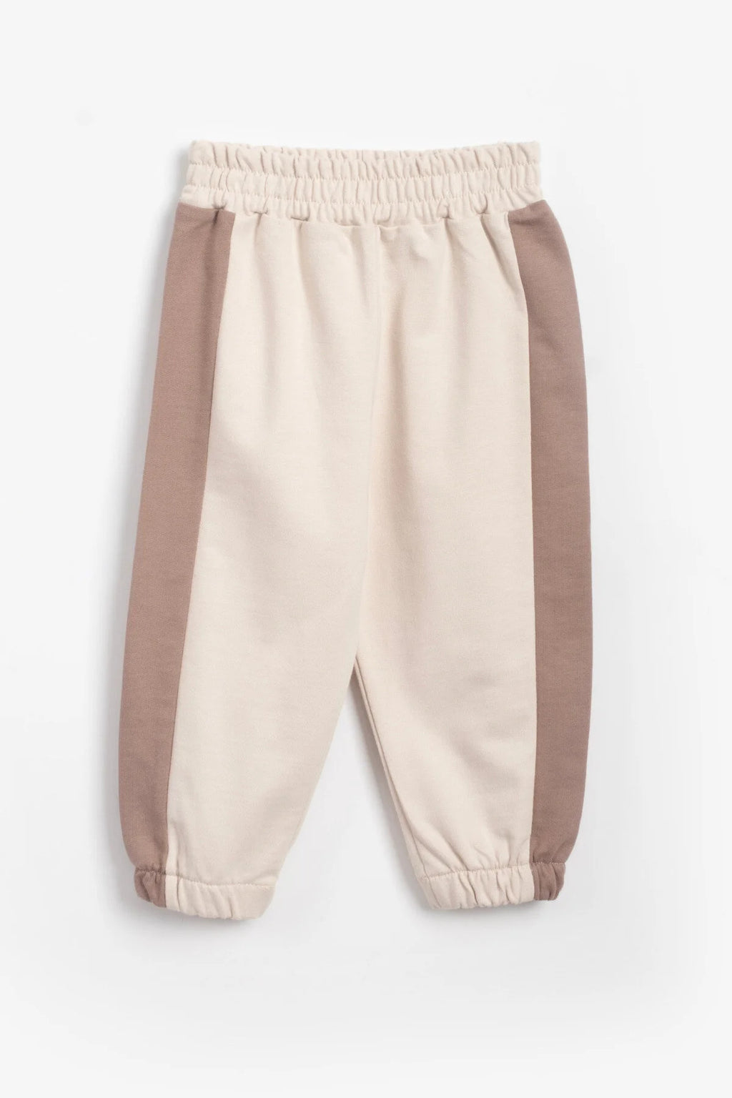 Kız Erkek Basic Şerit Detaylı Sweatshırt Takım Çocuk Takımı Bej