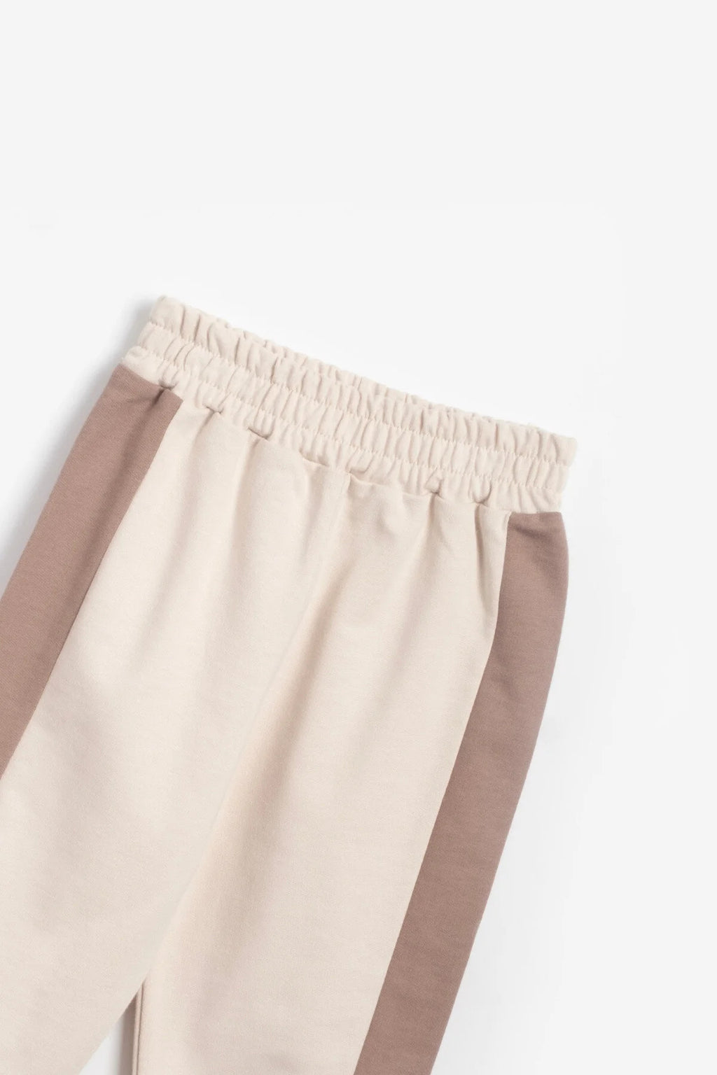 Kız Erkek Basic Şerit Detaylı Sweatshırt Takım Çocuk Takımı Bej