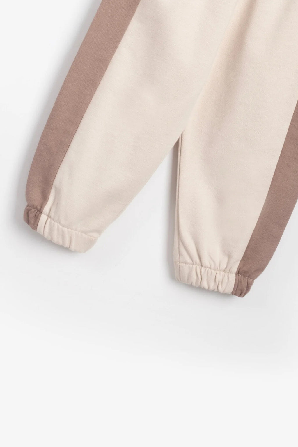 Kız Erkek Basic Şerit Detaylı Sweatshırt Takım Çocuk Takımı Bej